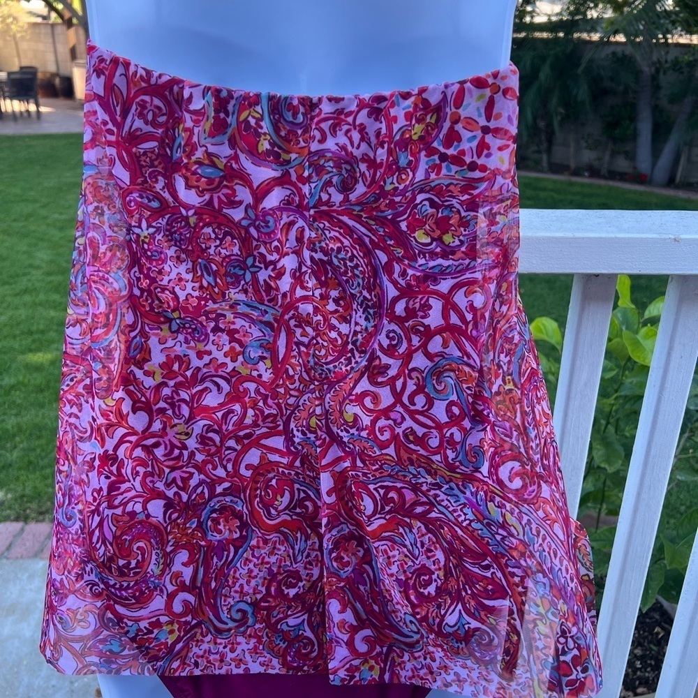Ralph Lauren Pink and Red One-Piece Swimsuit with Gathered Front - Picture 9 of 11